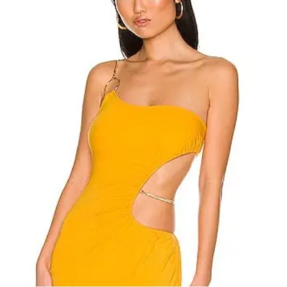 WeWoreWhat Dresses & Skirts - WeWoreWhat One-Shoulder Cutout Maxi Dress in Yellow